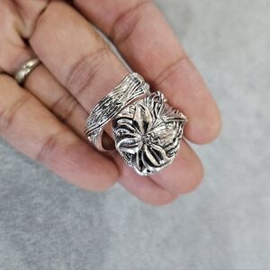 Vintage Silver Floral Spoon Ring